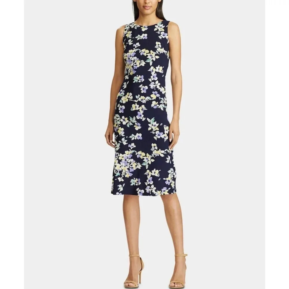 American Living Women Floral Sleeveless Midi Blue Dress Size 2 NWT v6x